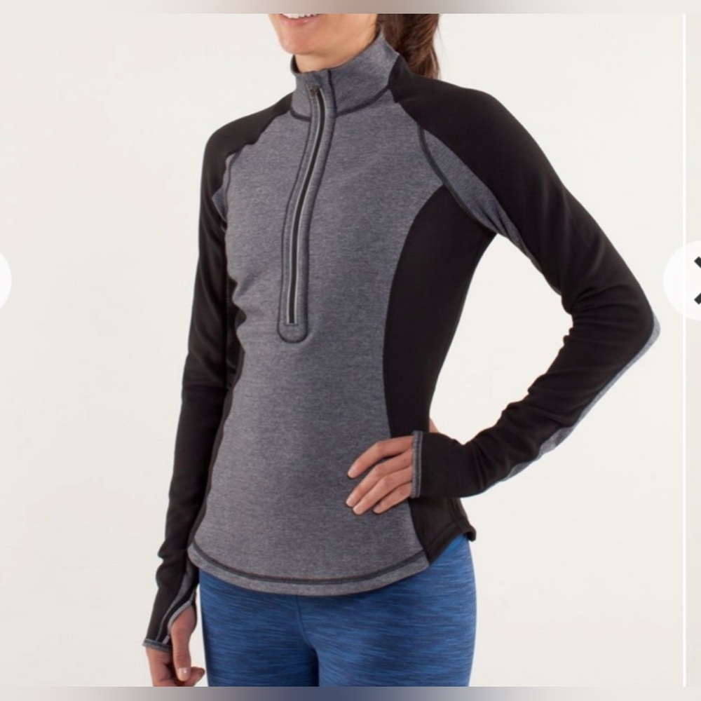 Lululemon 6 Ready To Rulu 1/2 Zip Pullover Black Grey Thumbholes
REVERSIBLE